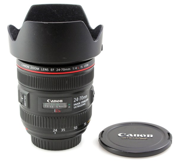 (marked) Canon EF 24-70mm f/4 L IS USM AF Zoom Lens w/ hood