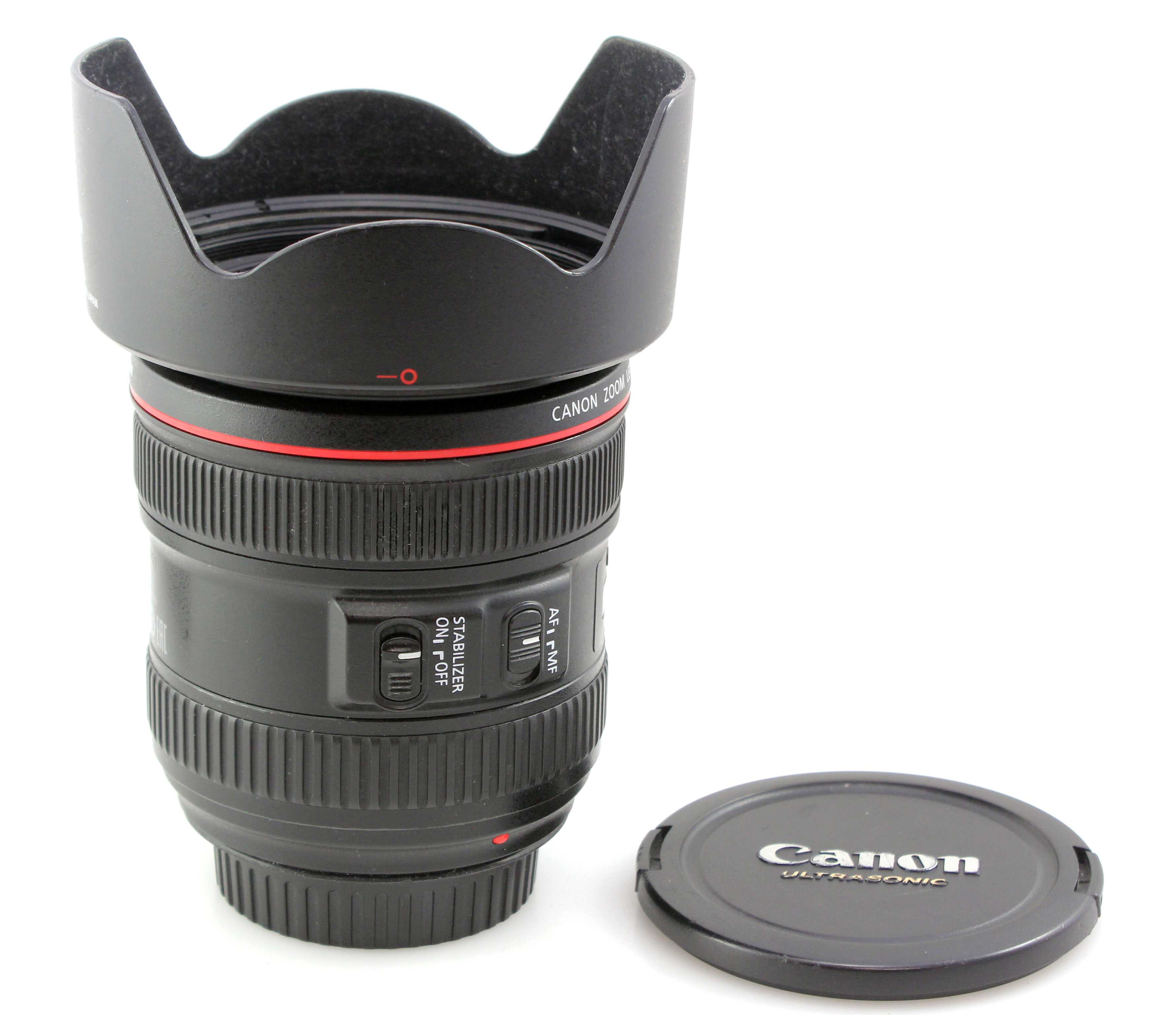 (marked) Canon EF 24-70mm f/4 L IS USM AF Zoom Lens w/ hood - Image 5