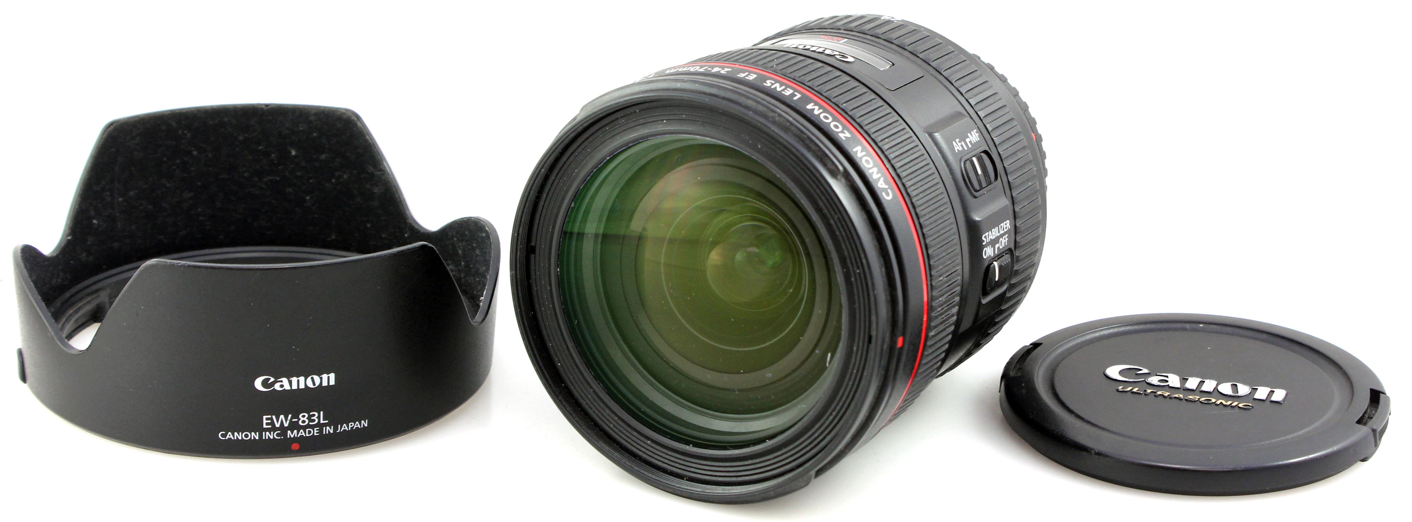 (marked) Canon EF 24-70mm f/4 L IS USM AF Zoom Lens w/ hood - Image 3
