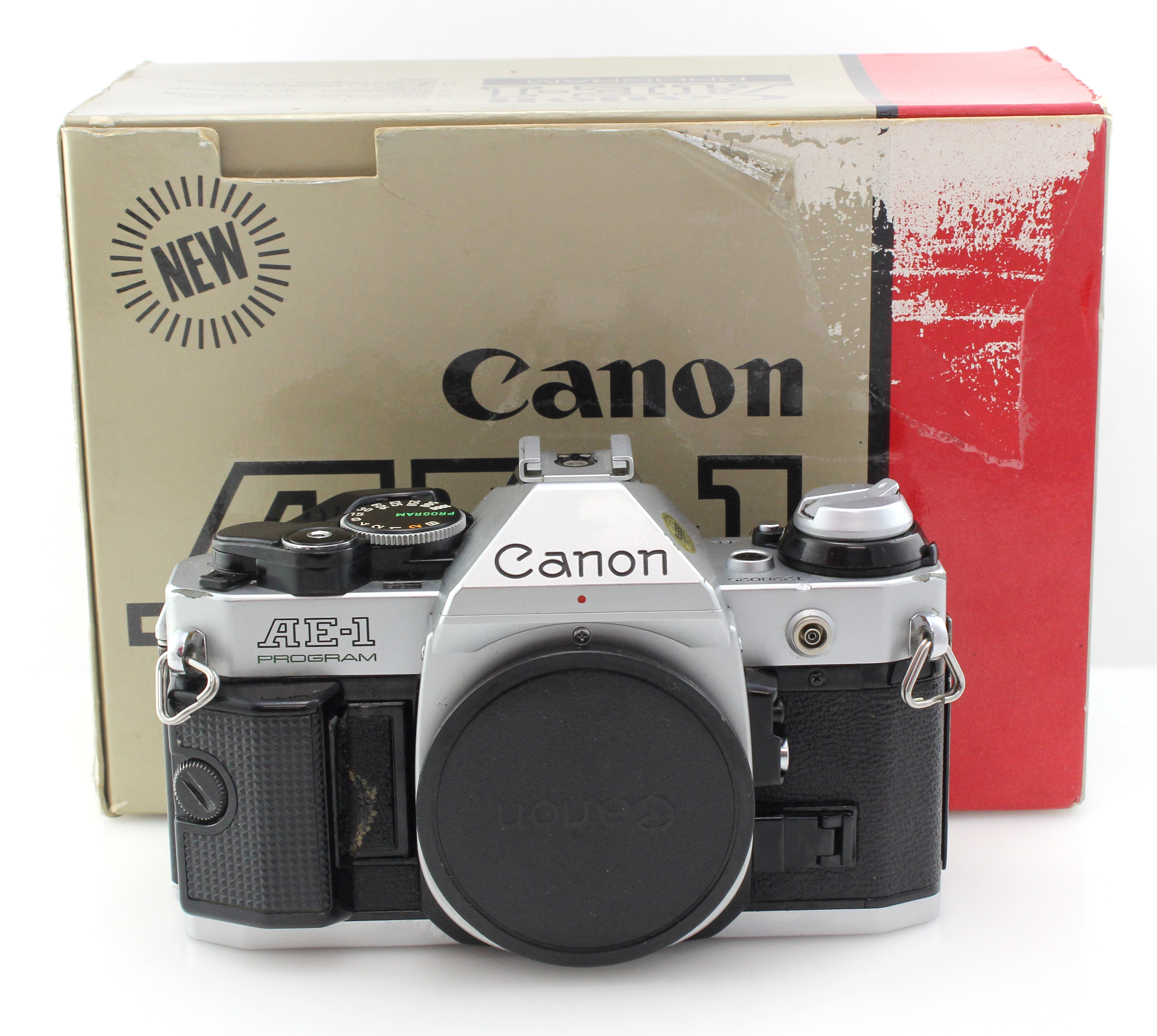 Boxed Canon AE-1 Program 35mm SLR Film Camera - Rough But Working Well