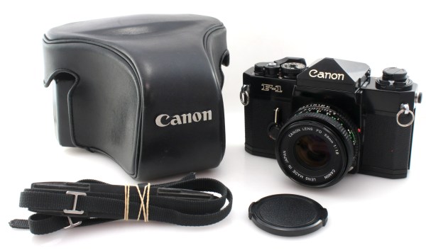 Canon F-1 Professional 35mm Film SLR Camera w/ 50mm f1.8 FD Lens & Case