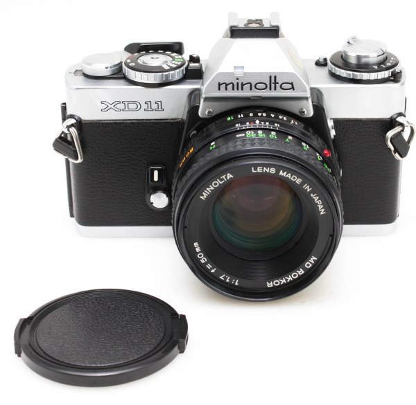 Minolta XD-11 Silver 35mm SLR film Camera + Minolta MD Rokkor 50MM F/1.7