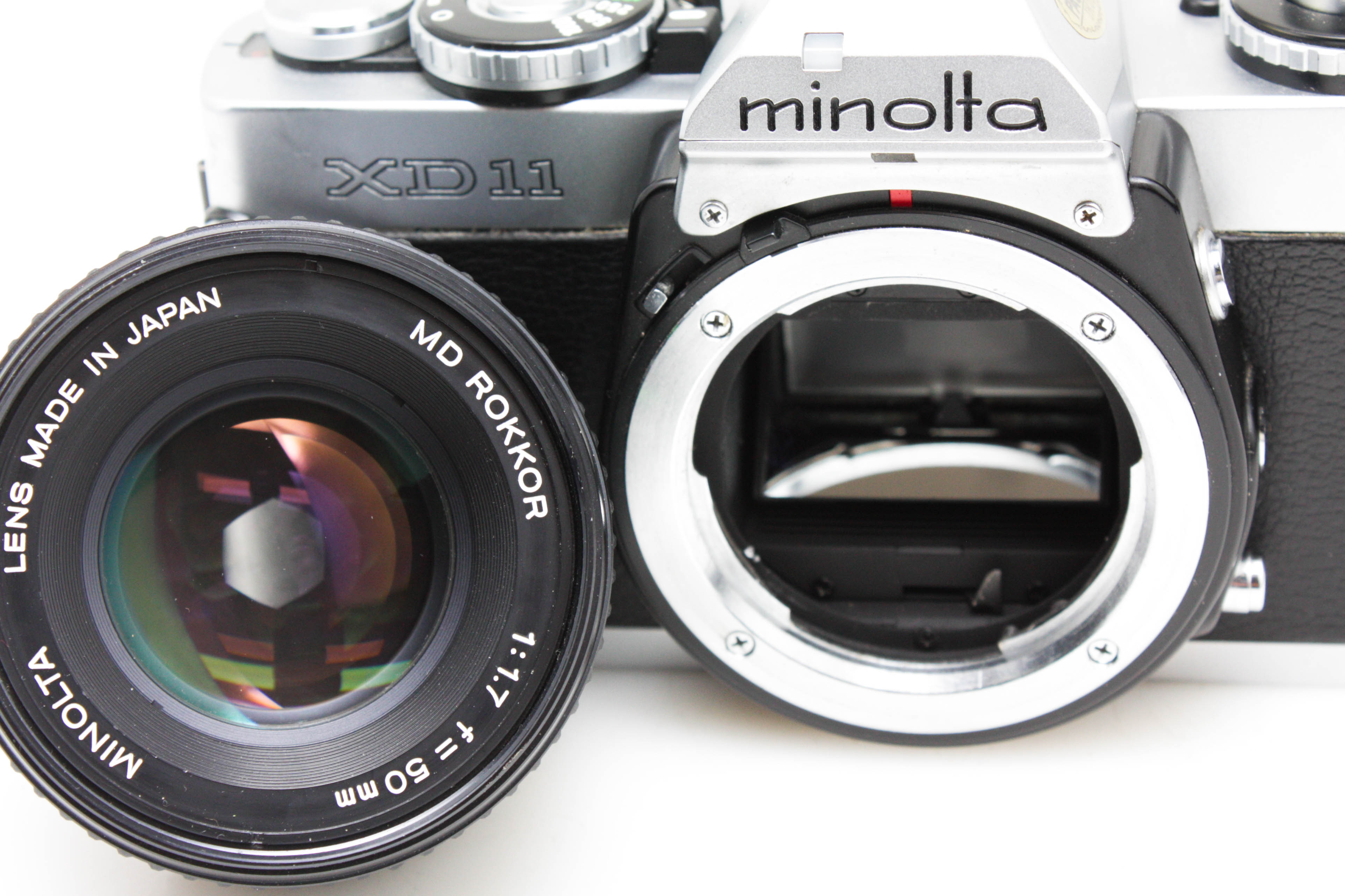 Minolta XD-11 Silver 35mm SLR Film Camera, with Minolta MD Rokkor 50mm f/1.7 - Image 8