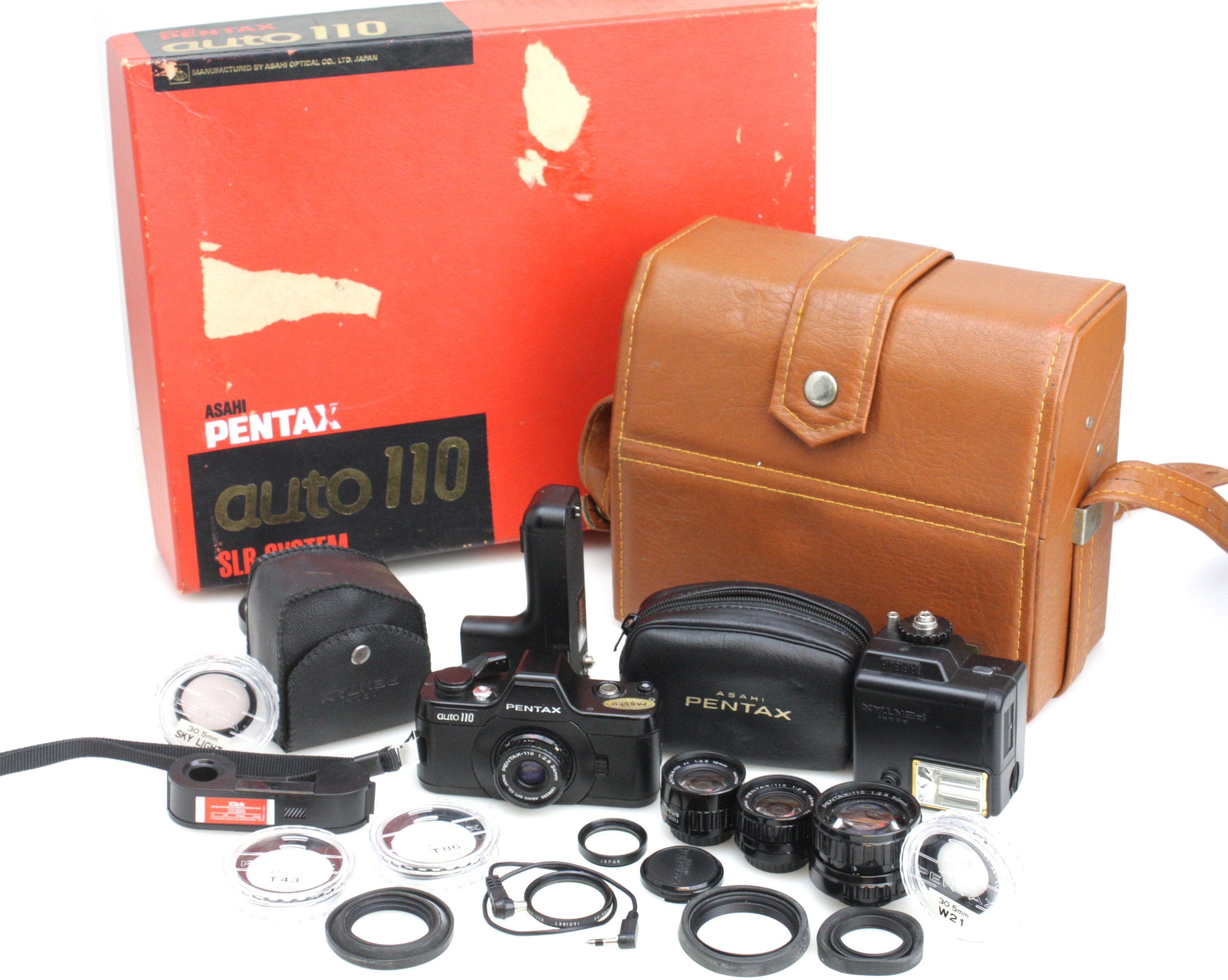 Pentax 110 SLR Subminiature Camera Kit - 2x 18mm PF Pan Focus, 24mm, 50mm f/2.8 Lenses etc.