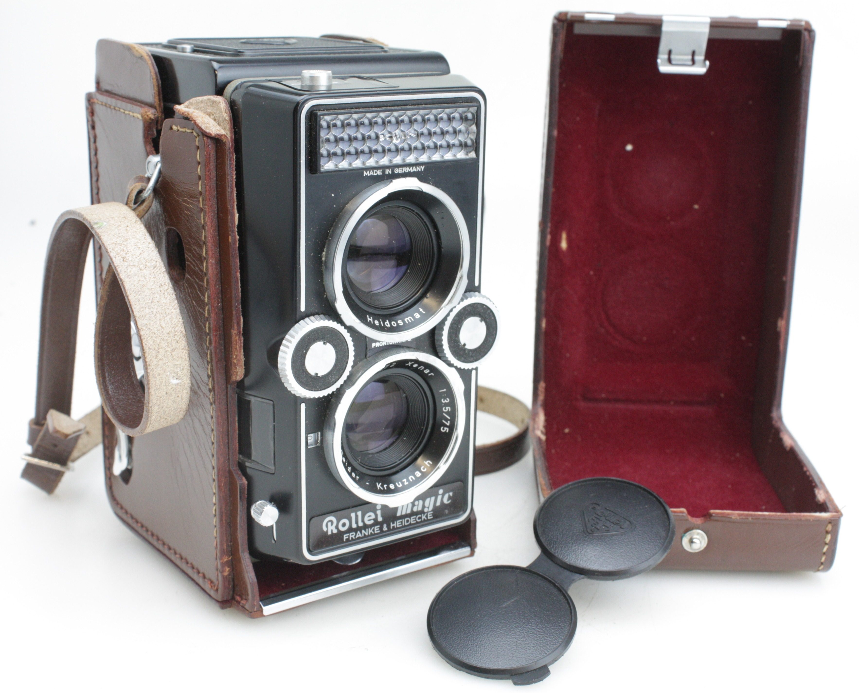 Rollei Magic TLR Film Camera, Xenar 75mm f/3.5 & leather Ever Ready Case