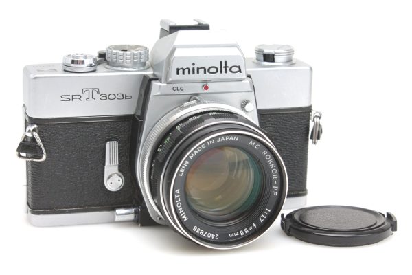 Minolta SRT-303b 35mm SLR Camera, with MC Rokkor -PF 55mm f/1.7 Prime Lens