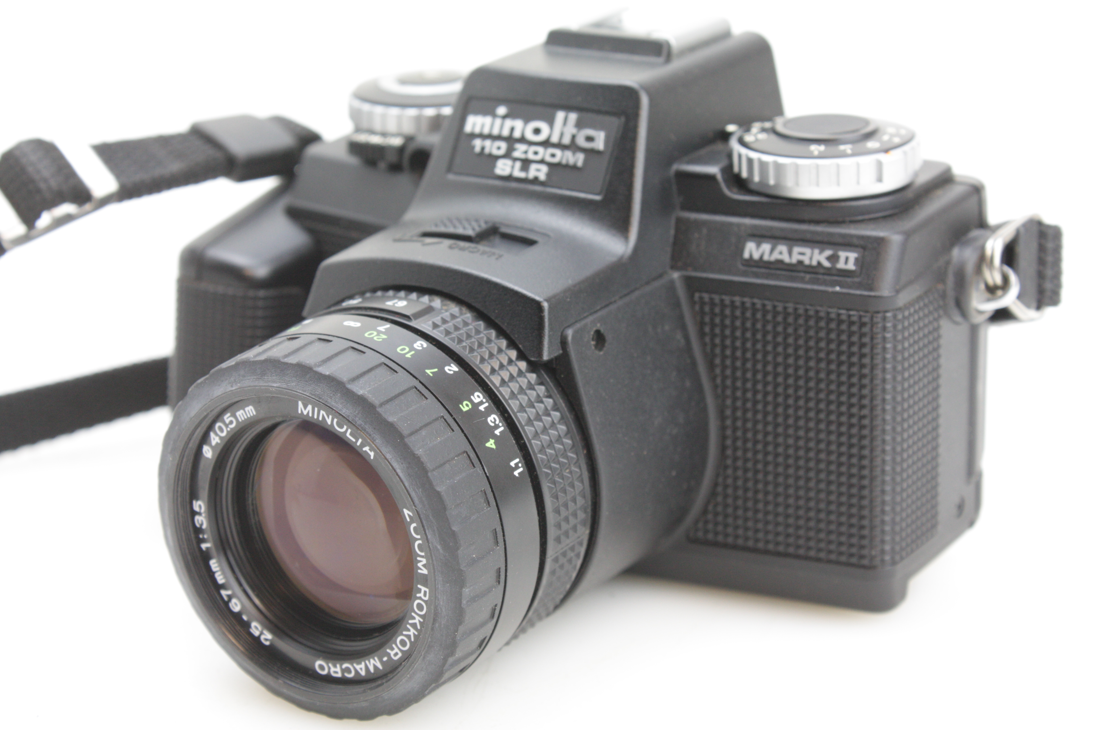 Minolta 110 Zoom SLR Mark II Camera 25-67mm f/3.5 Lens, Flash, Grip, Hood & Case - Image 4