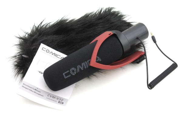 Comica CVM-30 Condenser Shotgun Microphone, with Dead Cat Windshield - Cold Shoe Mount