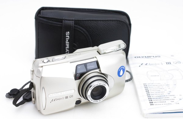 Olympus Mju III Stylus Zoom 120 Compact 35mm Film Camera, Case & Strap