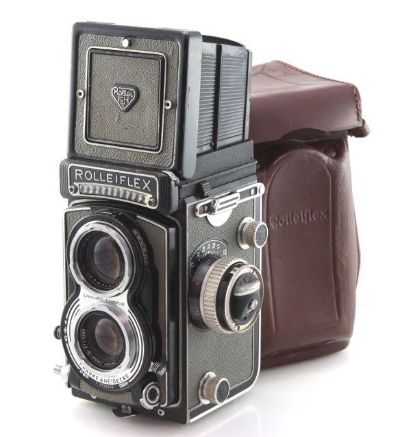 Rolleiflex T TLR Camera Cased with Carl Zeiss 75mm F3.5 Tessar Lens.